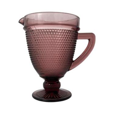 Imagem de Jarra de Vidro com Alça Relevo Bolinhas Roxa Servir 1150ml - Incasa
