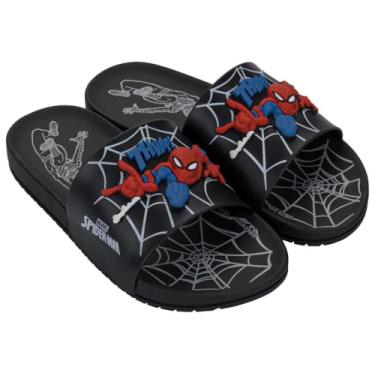 Imagem de Chinelo Slide Infantil Menino Gáspea Homem-Aranha Grendene Kids Preto Vermelho ou Azul (Preto, BR, Criança de 9 a 12 anos, Numérico, 29)