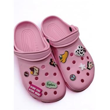 Imagem de Chinelo Feminino Estilo Babuche Pigente Corfly Baixo 100% EVA Solado Leve Antiderrapante broches enviados aleatorio (Rosa Choque, BR, Adulto, Faixa Numérico, 33, 34)