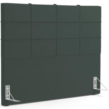 Imagem de Cabeceira Cama Box Casal King 195 cm Roma W01 Suede Verde Musgo - Lyam