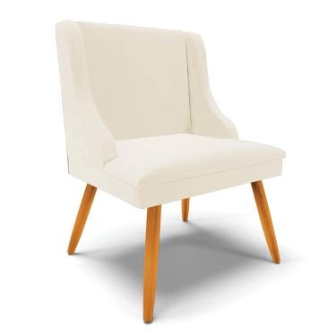 Imagem de Cadeira Estofada para Sala de Jantar Pés Palito Lia Veludo Bege - Ibiza