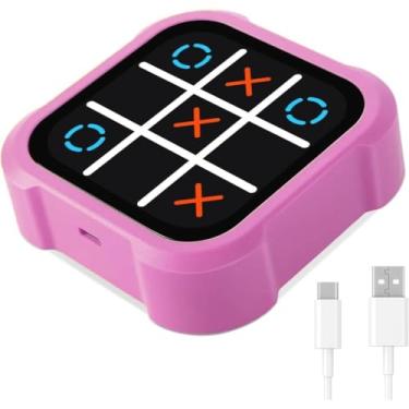 Imagem de Jogo da Velha Eletrônico, Tic Tac Toe, Educativo Estimula Raciocínio Lógico, Memória, Console Digital, Xadrez Criativo (Rosa)
