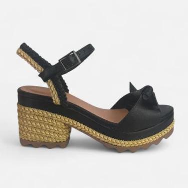 Imagem de Sandália Feminina Plataforma Moda Casual Couro Legítimo Confortável - 