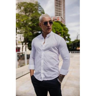 Imagem de Camisa Masculina de Linho Slim Premium Original Gola Padre Conquest, B