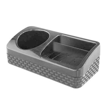 Imagem de Porta detergente esponja e sabão rattan preto 21x10x7cm