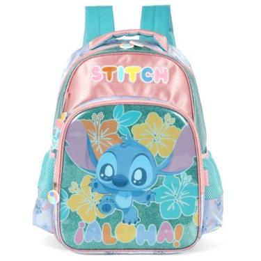 Imagem de Mochila De Costas Infantil Cetim Stitch VERDE - Luxcel