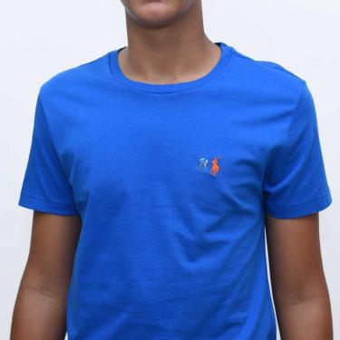 Imagem de Camiseta Ralph Lauren Masculina Custom Slim Fit Azul-Masculino