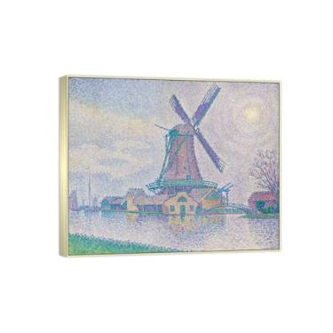 Imagem de Impressão em tela famosa pintura - paisagem arte de parede - Moulin-Pôster de moldura prata para decoração de casa 70 x 85 cm 27 x 33 pol