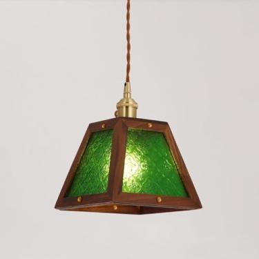 Imagem de Luminárias pendentes 1-Luzes Luminárias pendentes modernas de meados do século com abajur de vidro manual Iluminação suspensa no teto, lâmpadas de lustre