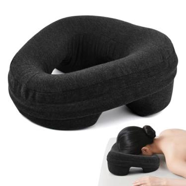 Imagem de Kakalote Encosto de cabeça de massagem para cama, travesseiro ergonômico de massagem com espuma viscoelástica para spa, cochilos e cuidados com a pele (preto)