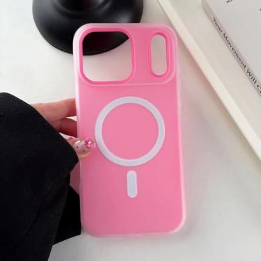 Imagem de Capa Candy Matte para iPhone 16, 15, 14, 13, 12 Pro Max 11, 16Plus, 16E SE4, magnética, transparente, 2 em 1, rosa, para iPho