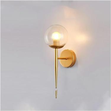 Imagem de Luminária de parede moderna, luminária de parede LED decorativa, luminária de ferro para leitura noturna ao lado da escada, luminária de loft em V, luzes de parede, bola de vidro, dourado e