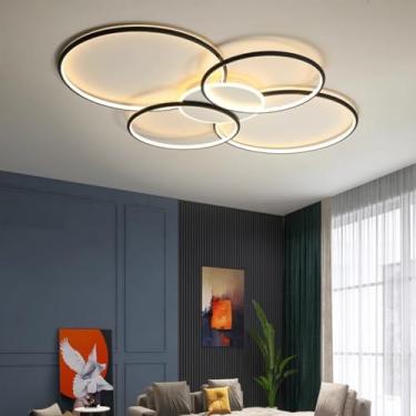 Imagem de Luminária de teto LED moderna, criativa, de metal, redonda, regulável, para sala de estar, com controle remoto, para quarto, sala de jantar, iluminação para corredor, luz interna, luz de tet