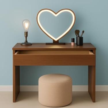 Imagem de Penteadeira Escrivaninha com Gaveta 90cm – Mesa Multifuncional para Maquiagem e Home Office(FREIJÓ)