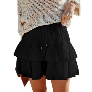 Imagem de Shorts Woudery Flowy para mulheres, boho, babados, saias em camadas - 