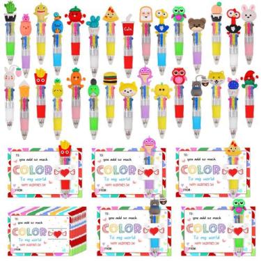 Imagem de Conjunto de canetas CZWZ Cute Multicolor 4 em 1 com 30 cartões de dia 