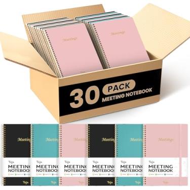 Imagem de Taja Pacote com 30 cadernos de reuniões para organização do trabalho - Caderno planejador de trabalho com itens de ação, agenda para anotações, 160 páginas (17,5 x 25 cm) Organizador de projetos para