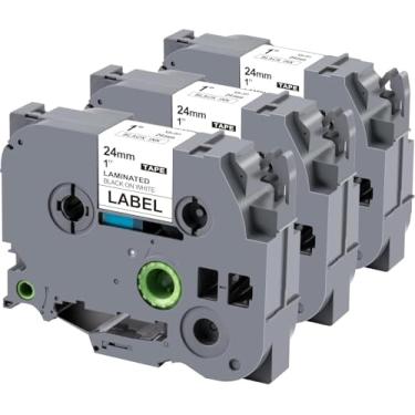 Imagem de Weemay TZe-251 Pacote com 3 fitas adesivas compatíveis com Brother P-Touch 24 mm 0,94 branco laminado 3/4 TZe TZ Fita TZ-251 TZ251 TZe251 para impressora PT-D600 PT-D610BT PTP700 PTP710BT, 2,4 cm x