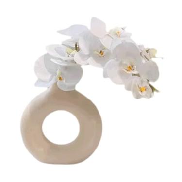 Imagem de PEKJI Orquídea Pu Flores Artificiais Decorativas Flores Artificiais em Vaso de Cerâmica para Centros de Mesa Arranjo Floral