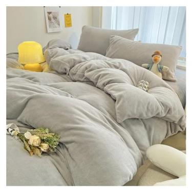 Imagem de Jogo de cama de 3 peças de veludo de leite de cor sólida, conjunto de capa de edredom de veludo quente espesso de inverno (3 king)