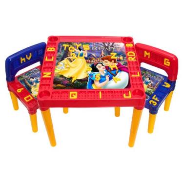 Imagem de Mesa Infantil Menina Com Cadeira Branca de Neve Divertida - Tritec