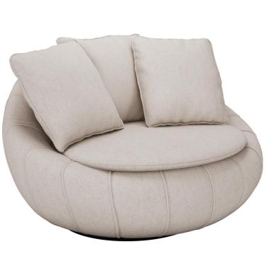 Imagem de Poltrona Para Sala De Estar Decorativa Giratória Kira M03 Linho Cru - Lyam Decor