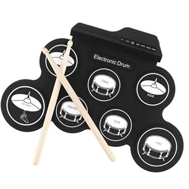 Imagem de RiToEasysports Conjunto de Bateria Eletrônica Compacta Com 7 Pads, 5 Afinações e 8 Músicas de Demonstração - USB Roll Up Drum Practice Pad para Entusiastas da Música