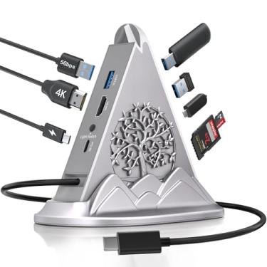 Imagem de Adaptador multiportas USB C Hub para MacBook, hub USB C 8 em 1 para HDMI compatível com MacBook Pro/Air, Surface, XPS, iPad e outros dispositivos tipo C (4K @ 30Hz HDMI 3A1C-USB3.0 SD/TF leitor de