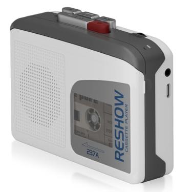 Imagem de Reshow Leitor de fita cassete portátil, gravador de fita cassete com alto-falante embutido, alimentação USB-C, para reprodução de música, gravação, estudantes, viagens, amantes de música nostálgica