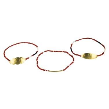 Imagem de HomArt Pulseiras com contas Quay, vermelhas - Conjunto de 3 6,3 cm de diâmetro