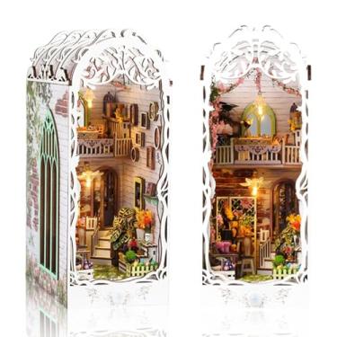 Imagem de DIY Book Nook Kit, Miniature Dollhouse Booknook Kit with Light, 3D Wooden Puzzle Bookend Bookshelf Decor for Adults, Mothers Gift, Flower House
