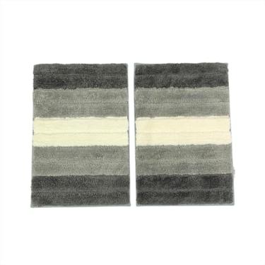 Imagem de Jogo de Tapetes Cozinha Antiderrapante 2 Unidades Microfibra Modernos 40x60CM Cinza