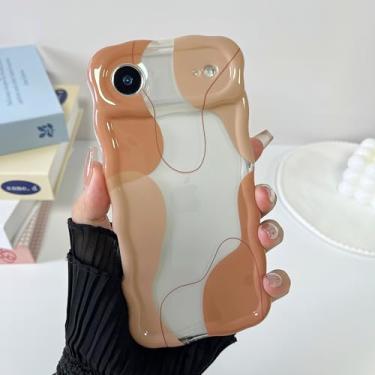Imagem de DEFBSC Capa para iPhone Air, linda capa de telefone com estampa de arte ondulada transparente para mulheres e meninas, capa protetora durável com moldura ondulada, proteção total para câmera para
