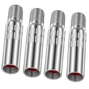 Imagem de Tampas de válvula, extensão de haste de 4 peças, extensão de haste de pneu de 39 mm, extensores de válvula de pneu de metal, adaptador universal niquelado de latão niquelado para carro, motocicleta