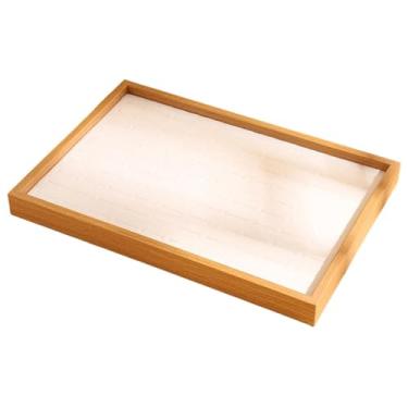 Imagem de Baoblaze Bandeja de exibição de joias, estojo de armazenamento, presentes portáteis, versátil, grande capacidade, organizador, ornamento para ela, Bege Branco