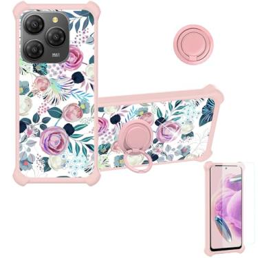 Imagem de Capa para celular UMIDIGI G9X compatível com UMIDIGI NOTE 100X / 100X 5G [com protetor de tela de vidro temperado][PC rígido + silicone macio][suporte para anel] [luz refletora colorida] IMDF-HUA3