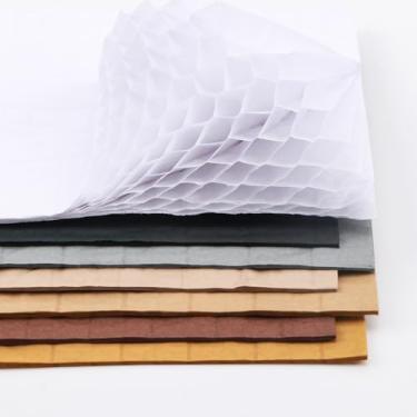 Imagem de Pacote com 7 blocos de papel colmeia de cores sortidas com linha de cola para artesanato 3D DIY e cartões pop-up, 30 camadas 21 x 14,7 cm, perfeitos para cartões comemorativos feitos à mão, projetos