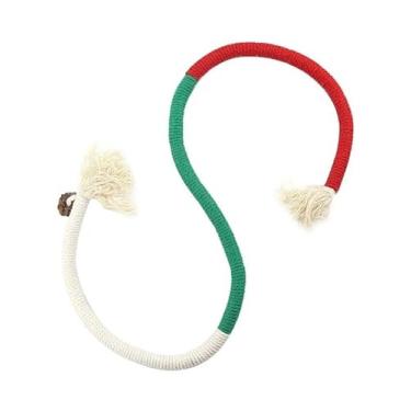 Imagem de Brinquedo de corda para mastigar gatos em ambientes internos, corda de algodão com bloco de cores de 60 cm com erva de gato, brinquedo seguro para dentição para alívio do tédio e saúde bucal (vermelho