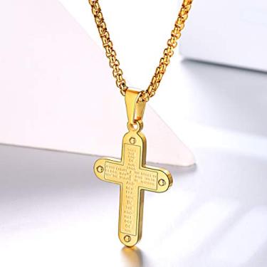 Imagem de Colar masculino com pingente de cruz crucifixo, One Size, Aço inoxidável, Sem Pedra Preciosa