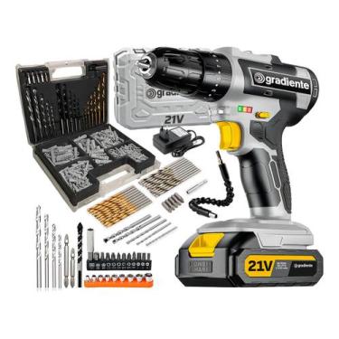 Imagem de Parafusadeira Impacto 10mm A Bateria 21V Com 300 Peças A Maleta - Grad