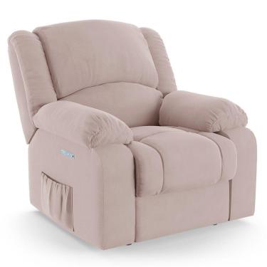 Imagem de Poltrona Do Papai Reclinável Melim Elétrica Led Veludo Rosê Fh1 - D'rossi