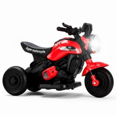 Imagem de Triciclo Moto Elétrica Infantil 6V Vermelha Até 30Kg Com Faról Led E S