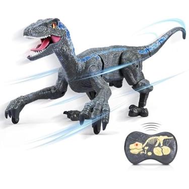 Imagem de Dinossauro Velociraptor De Controle Remoto, Brinquedo De Dinossauro Rc Com Luz E Som Led, Simulação De Caminhada Realista De 2,4 Ghz, Velociraptor Rugido Para Crianças