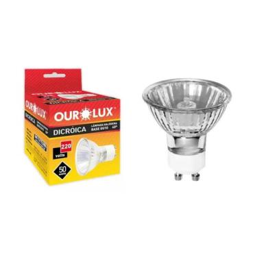 Imagem de Lâmpada Halógena Dicróica 50W 220V 2800K Luz Amarela Ourolux