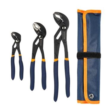 Imagem de MANUFORE Alicate de bomba de água, alicates de junta de ranhura de liberação rápida de 7/10/12 polegadas com mandíbula em V, para tubos de aderência, hastes, eixos