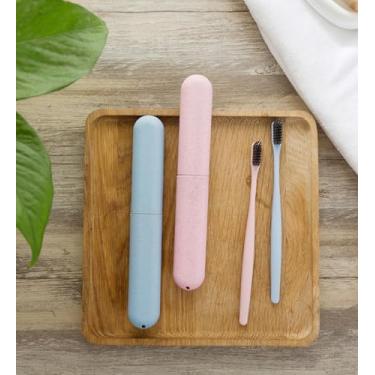 Imagem de Pacote com 2 caixas de escova de dentes portáteis para viagem, kit compacto, caixa de armazenamento para organização de artigos de higiene e acampamento em casa