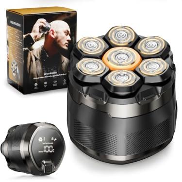 Imagem de Dyoonoer Barbeadores elétricos de cabeça 7D para homens - Barbeadores de cabeça de barbear rotativos à prova d'água sem fio para cabeça careca com visor de LED, uso úmido/seco - Ideal para viagens
