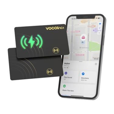 Imagem de [Certificação Apple MFi] VOCOlinc Air Card Tag Recarregável Rastreador de Carteira 1,6 mm Pacote com 2 Localizador de Itens Funciona com Apple Find My App (apenas iOS, Android não suportado