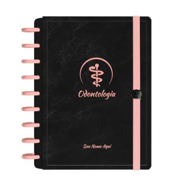 Imagem de Caderno De Disco Iscool Inteligente Personalizado 140 Folhas Profissões Preto Rosê Odontologia Médio M+