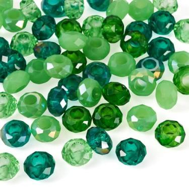 Imagem de Spritewelry 54 contas de vidro europeias com furo grande 14 mm AB cor verde facetada Rondelle contas de cristal para artesanato faça você mesmo colar pulseira brinco